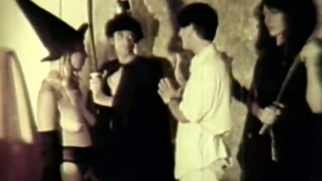 Busty Babes Get Fucked at a Naked Halloween Sex Party - Vintage Porn Video