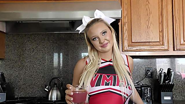 Blonde cheerleader Paisley Porter craves for a delicious cock