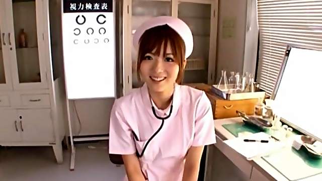 POV video of Japanese nurse Yuu Asakura pleasuring a stiff dick