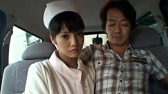 Japanese nurse sucks a stranger's dick in back of the car