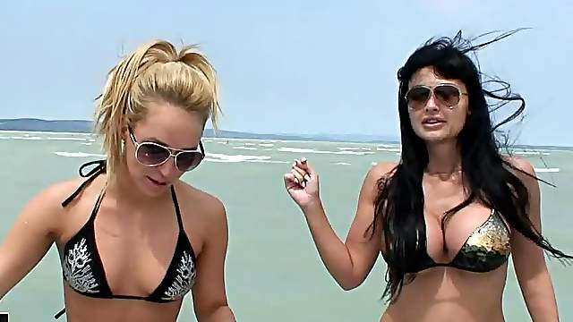 Aleska Diamond and Aletta Ocean sunbathing on the beach