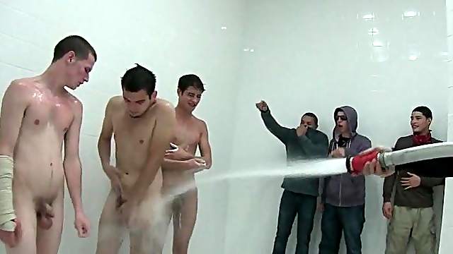 Gay college gangbang in shower with hot freshers