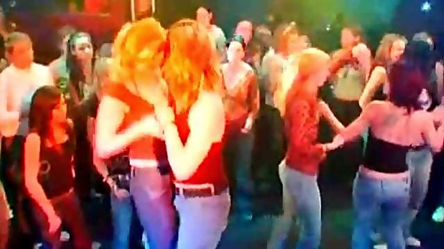 Party sluts blowing strippers dicks at CFNM orgy