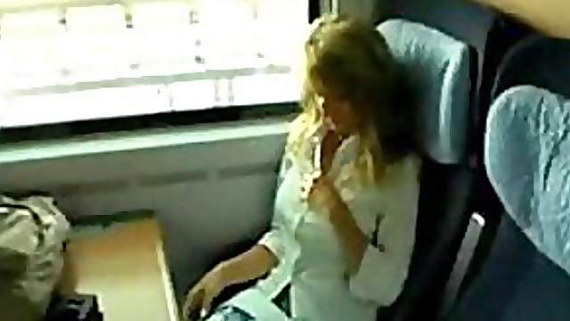Stunning French Blonde Babe Gives a Blowjob in the Train
