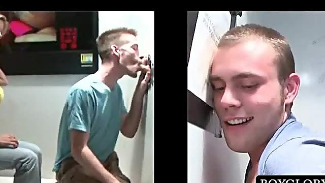 Straight and gay blowjob on gloryhole