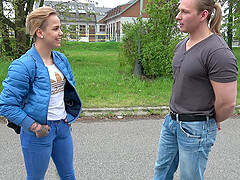 Publicly undressed: Megan's tight denim gets a raunchy reality makeover with this lustful duo