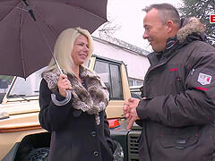 German blonde milf persuaded to have sex on the street