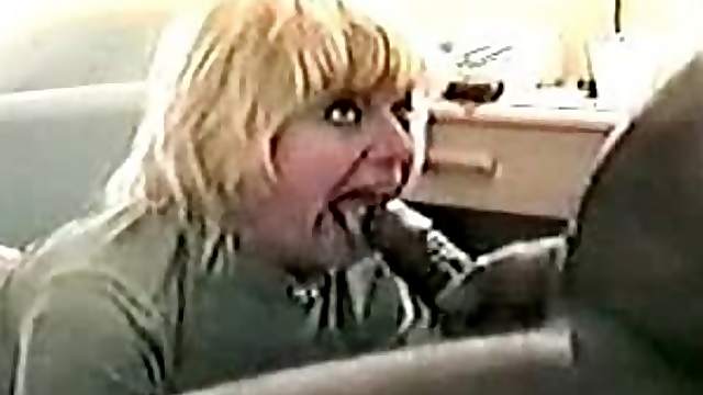 Amateur video with slutty mature blonde sucking a cock