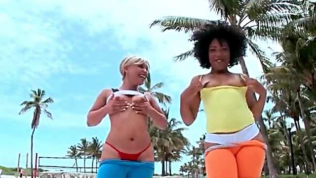 Teenage stunners flashing their sexy asses outdoor