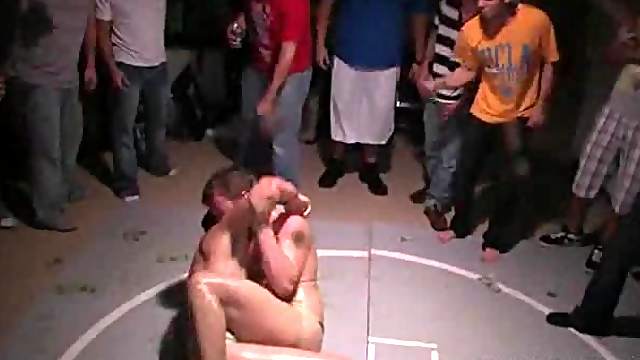 College guys having to fight naked to be in fraternity