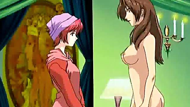 Anime lesbians eat each other's juicy pussies and share a dildo