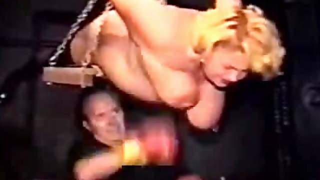 Boxing this sexy milf's tits having her hanged up