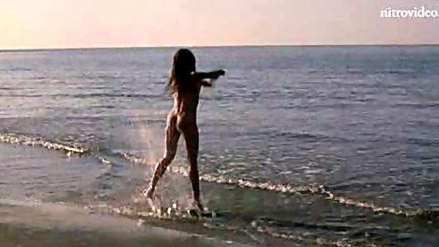 Sexy Italian Regina Nemni Dancing Naked at the Beach