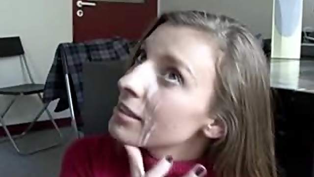 Nice facial cumshot for a petite amateur siren after anal sex