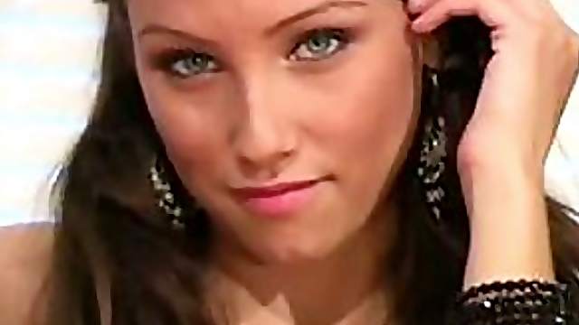 Extremely Gorgeous Blue-Eyed Brunette Celeste Masturbates In Pantyhose