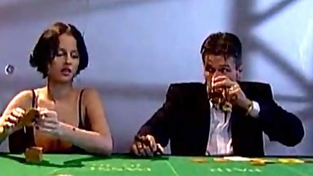 Nasty babes in stockings get rammed on a poker table
