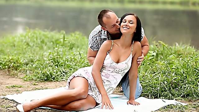 Brunette babe Victoria Sweet B gets stunningly fucked near a pond