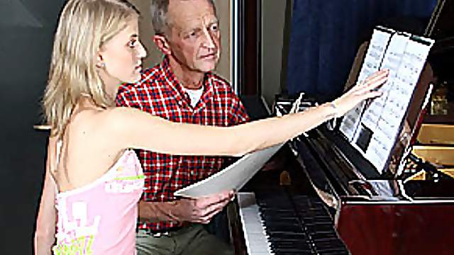 Cute Blonde Teen Gets Fucked Doggy Style By Her Old Piano Teacher