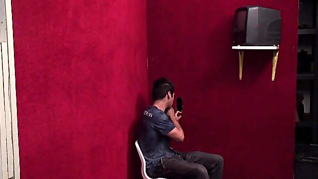 Homoexual Damien sucks a big dick in a gloryhole video