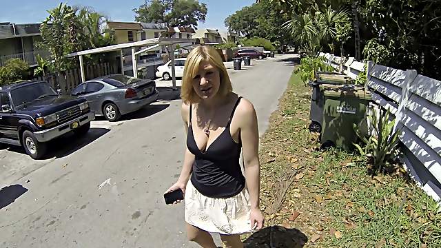 A POV video with a nice blondie getting nailed on a floor