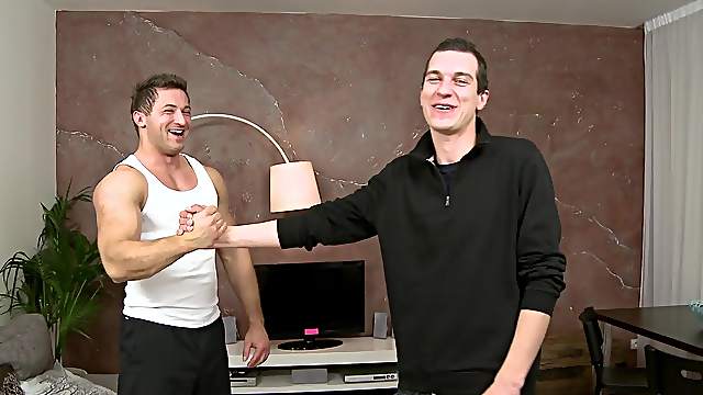 Muscular gay daddy gets his ass pounded hard by a twink
