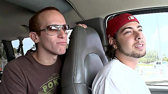 Amazing gay in short enjoying being feasted hardcore in van