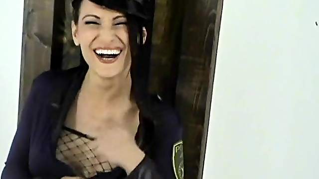 Backstage sex video with sexy brunette chick wearing a uniform