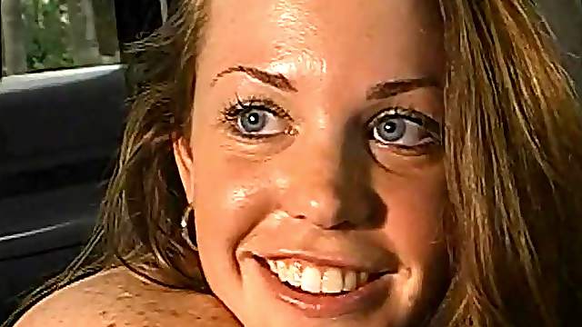 Two nasty amateur lesbians lick each other's vaginas in a car