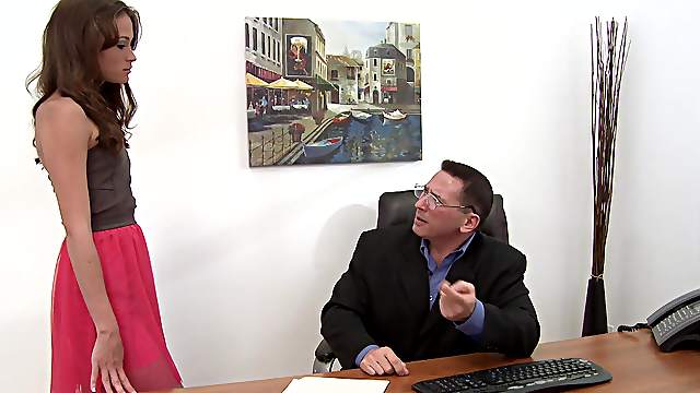 Skinny secretary Kacy Lane gets punished by her boss