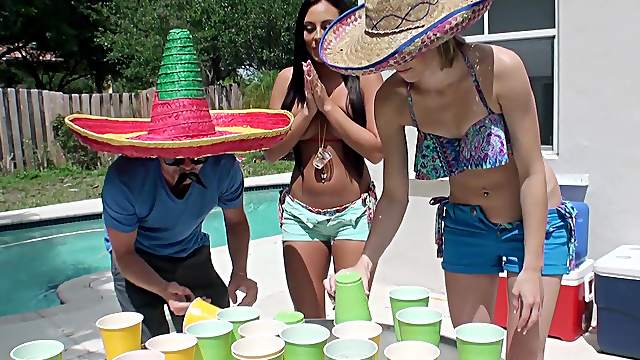 Sexy ladies are fucked silly by two guys in an outdoors foursome