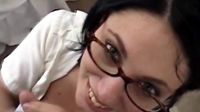 Brunette babe Nikki Adams prevails well in POV handjob scene