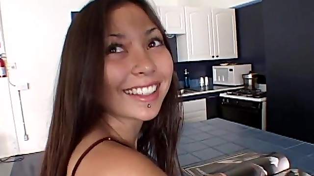 Flirtatious teen with piercing moaning as she gets hammered hardcore after giving a blowjob