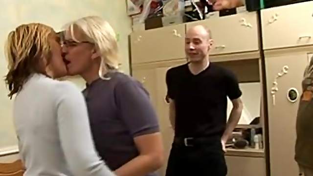 Two depraved mature blondes get fucked hard in homemade foursome