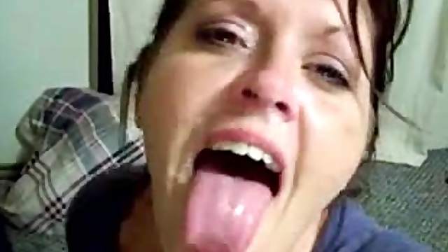 Horny dark-haired milf enjoys sucking a weiner in POV clip