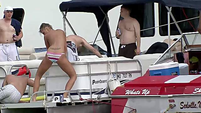 Slut on the yacht enjoys party and gets pussy fingered