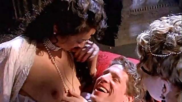 Magnificent cowgirls with big tits riding cock in epic retro threesome