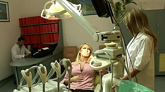 Smoking Hot Blondes Have A Threesome In A Dentist Office