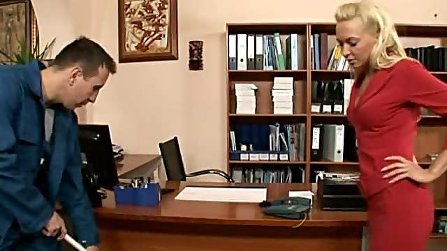 Blonde Babe Gets Her Shaved Pussy Fucked In An Office