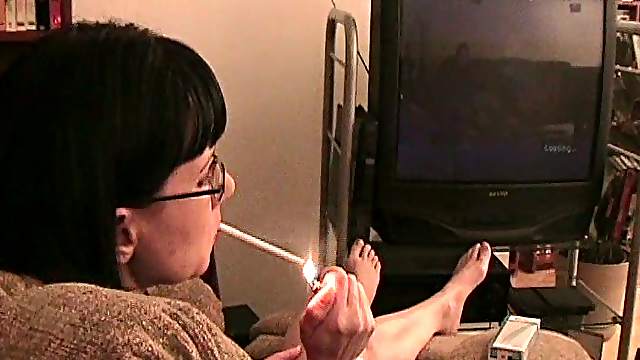 Amazing hot smoking relaxed style of her