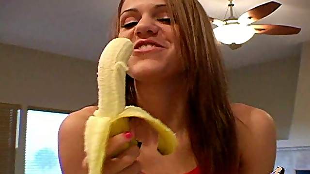 Her hot imaginations with banana as penis