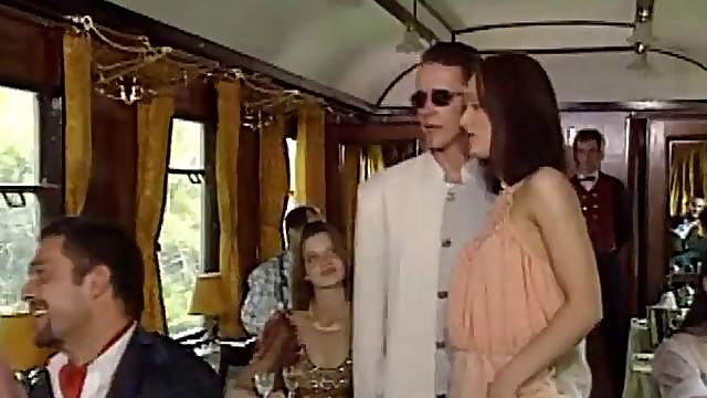 Sex in the sleeping compartment of a train with hot couples