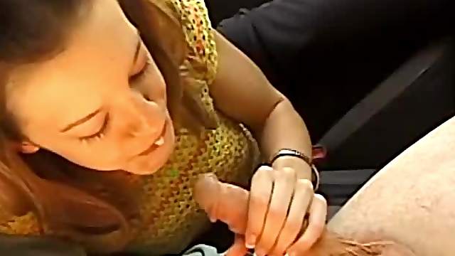Amateur blowjob in a car with naughty teen Tabitha