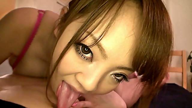 Big boobies bounce and swing as the Japanese girl blows him