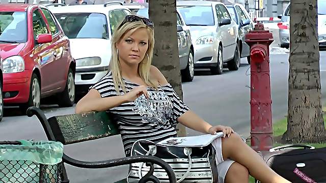 Lovely blonde doll loves sitting on a hard pecker