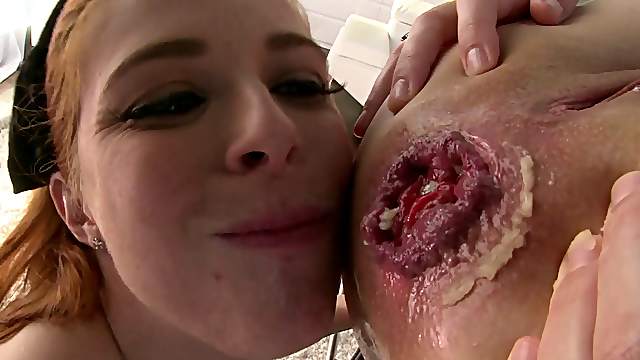 Nice ass pornstar gets her asshole licked then drilled in a wild ffm threesome