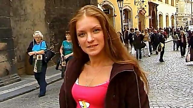 Long haired pornstar enjoys her exciting day out in a new city