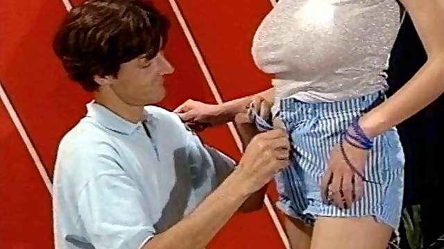 Hairy bush fucked in a vintage video with a titjob finish