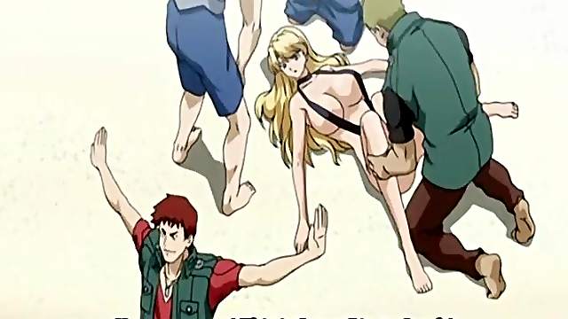 Swimsuit anime bigboobs gangbang in the beach
