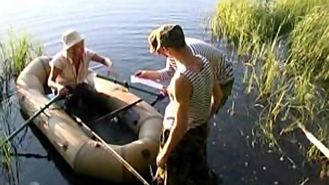 Threesome at the lake with a horny Russian slut that craves dick