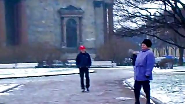 Sex on a winter day with a Russian mature warms him up